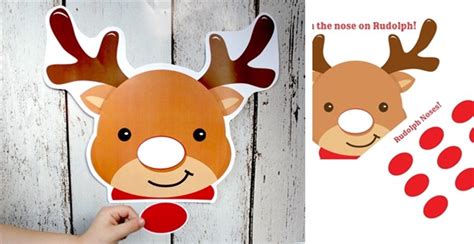 Printable Pin The Nose On Rudolph Game Jane