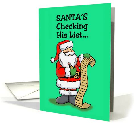 adult christmas card with santa checking his list card 1480110
