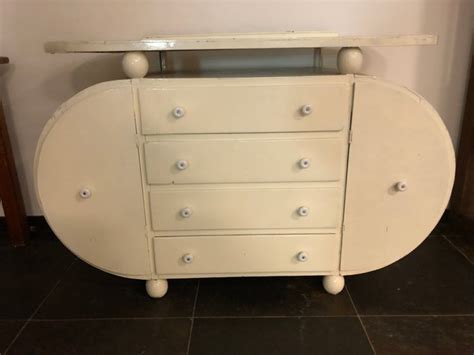 White Wooden Oval Chest Of Drawers Dresser Circa 1950 Catawiki