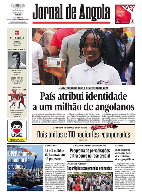 Jornal De Angola Quarta 06 De Janeiro De 2021