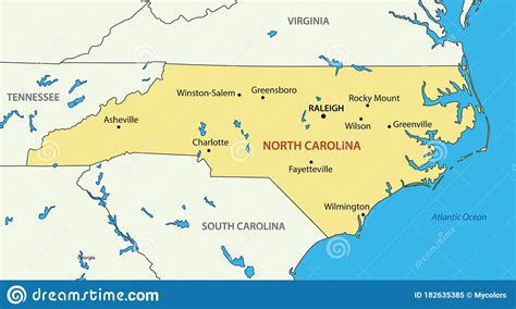 Estado Dos Eua Do Vetor De Carolina Do Norte Ilustração Do Vetor