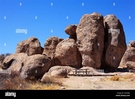 Eroded Rock Formations At City Of Rocks State Park In New Mexico Usa