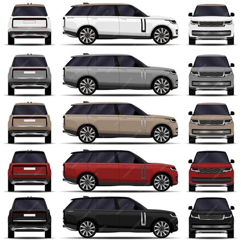 Premium Vector Realistic Suv Cars Set Side View Front View Back View
