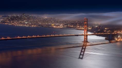 Architecture Bridge Cities City Francisco Gate Golden Night San Skyline