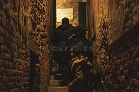 People In A Small Dark Alley Stock Image Image Of Napoli Europe
