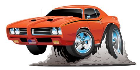 Classic American Muscle Car Cartoon Vector Illustration