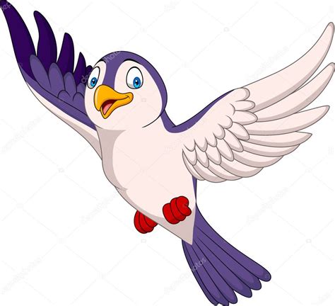 Cartoon Bird Flying Isolated White Background — Stock