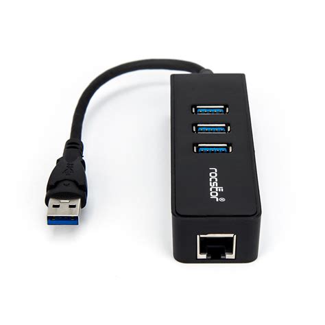 Rocstor 3 Port Usb 30 Hub With Gigabit Ethernet Y10a179 B1 Bandh