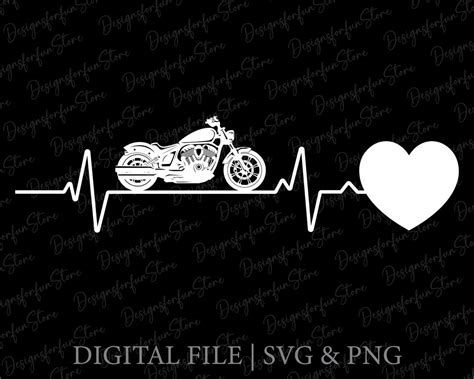 Motorcycle Heartbeat Svg Digital Download Motorbike Svg Heartbeat