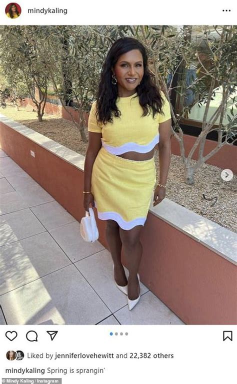 Mindy Kaling Bares Her Midriff In A Yellow Crop Top And Mini Skirt As