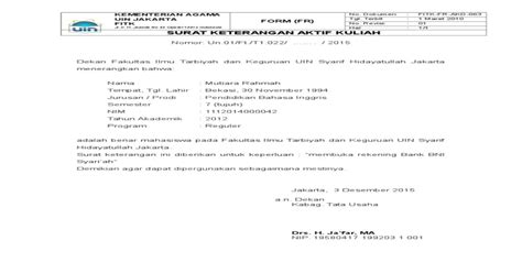 063 Form Surat Keterangan Aktif Kuliah Rev 01 Pdf Document