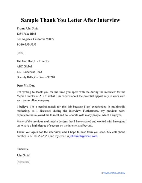 Sample Thank You Letter For Employment Opportunity