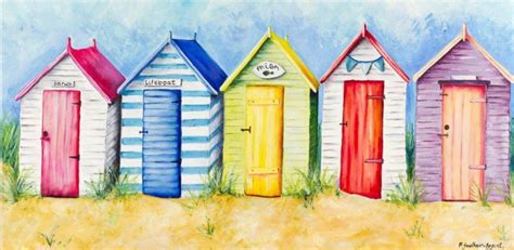 Xyz1 Summer Beach Huts Drawing Beach Huts Art Beach Painting