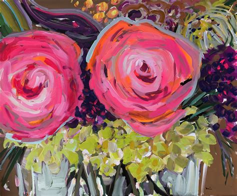 Flowersr Abstract Painting On Canvas Large Floral Art 20x24 Etsy