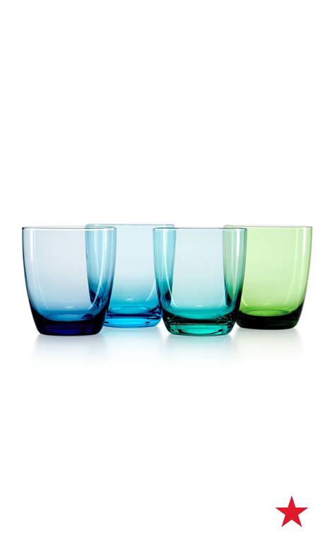 The Cellar Closeout Set Of 4 Assorted Blue Dof Glasses And Reviews Glassware And Drinkware