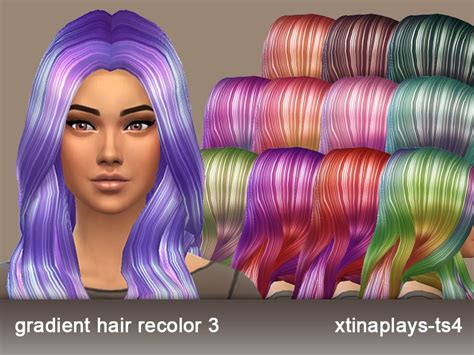 The Sims Resource Gradient Hair Recolor 3 By Xtinaplays Ts4 Sims 4 Hairs