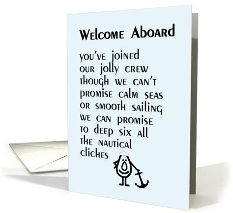 Welcome Aboard A Funny Poem For Your New Hire Card 1448924