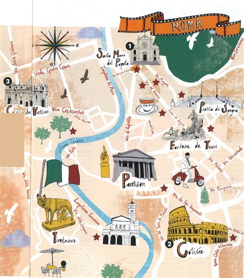 An Illustrated Map Of The City Of Paris