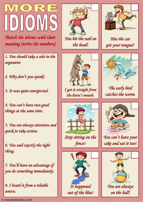 20 Idioms Worksheets With Answers Pdf Coo Worksheets