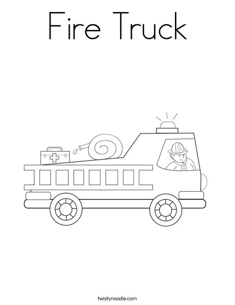 Interactive & printable online coloring pages. Fire Truck Coloring Page - Twisty Noodle
