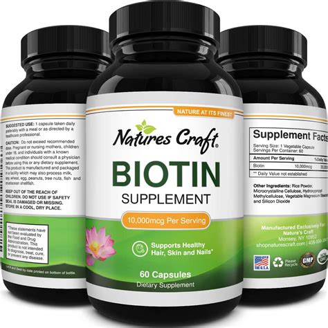 10000mcg Pure Biotin Pills Stop Hair Loss Thick Hair Growth By Natures