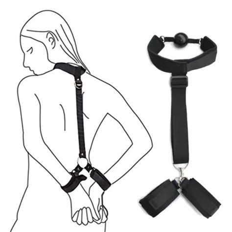 Bondage Handcuffs Collar Neck Cuffs Slave Open Mouth Gag Couples Sm