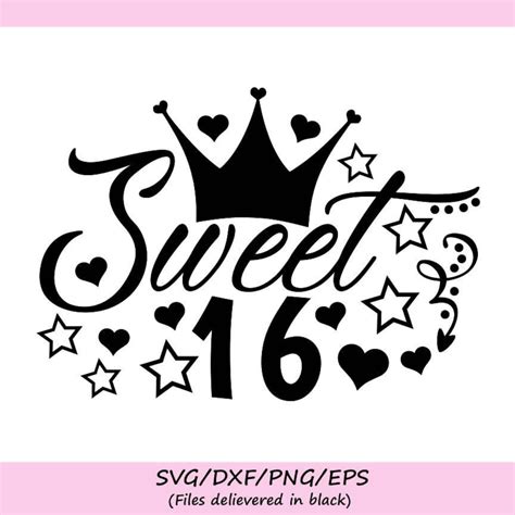 Sweet 16 Svg Birthday Svg Sixteenth Birthday Svg Birthday Party Svg