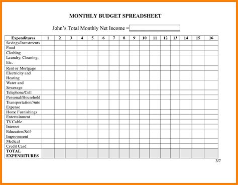 Monthly Bills Excel Template Football Squares Template Free
