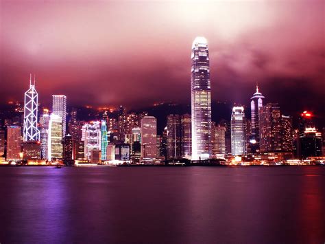 Wallpaper Lights City Cityscape Night Water Red Reflection