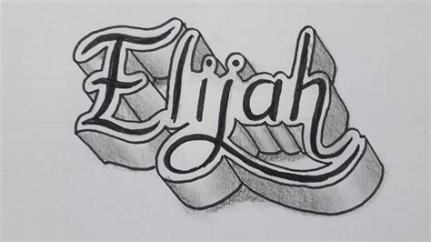 3d Drawing Calligraphy Name Elijah How To Draw Art For Beginners