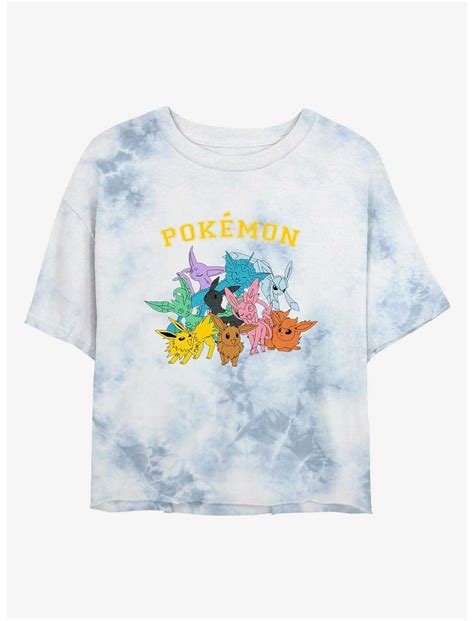 pokemon gotta catch eeveelutions tie dye womens crop t shirt multi boxlunch
