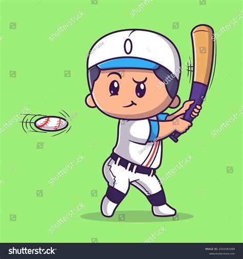 Cute Boy Playing Baseball Cartoon Vector Stock Vector Royalty Free