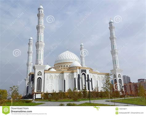 The Hazrat Sultan Mosque In Astana Kazakhstan Stock Image Image Of