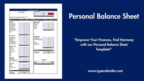 Free Printable Personal Balance Sheet Templates Word Pdf Excel Examples