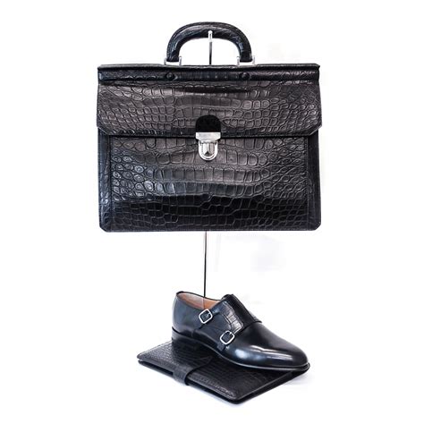 Vittorio Martire Business Bag In Vera Pelle Di Alligatore Nero