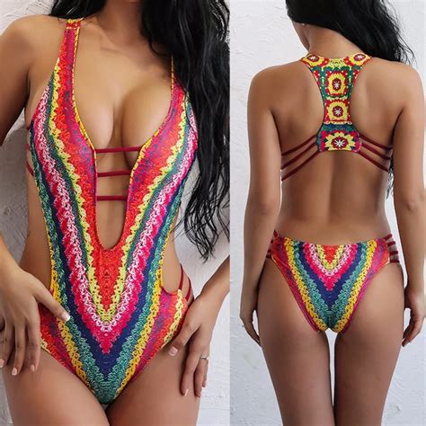 Retro Halter One Piece Swimsuit Sexy Lace Up Bikini Set String Hollow Out Swimwear Bathing Suit