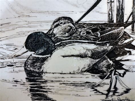 Vintage Mallard Ducks Etched On Marble By Margaret Reynolds Ebay