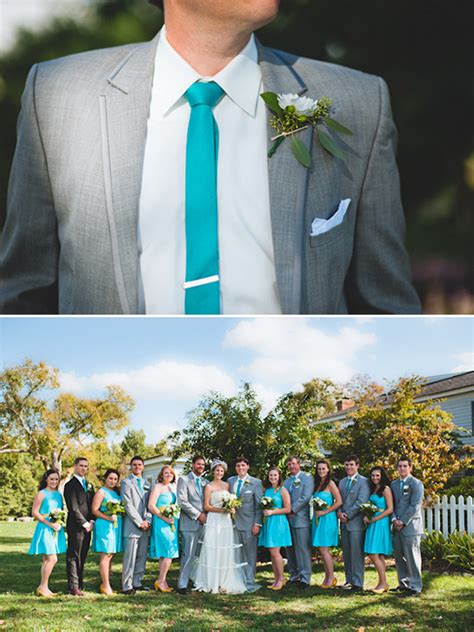 Mismatched dusty rose and turquoise bridesmaid. Rustic Teal And Gray Wedding
