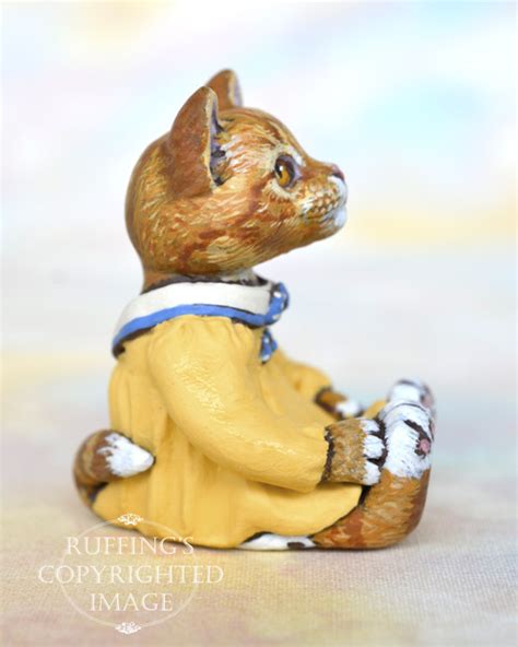 Tippie Miniature Ginger Tabby Maine Coon Cat Art Doll Handmade Original One Of A Kind Kitten