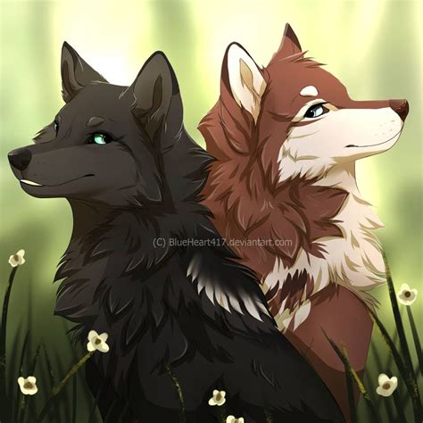 Sister By Blueheart417 Anime Wolf Anime Wolf Drawing Animal Drawings