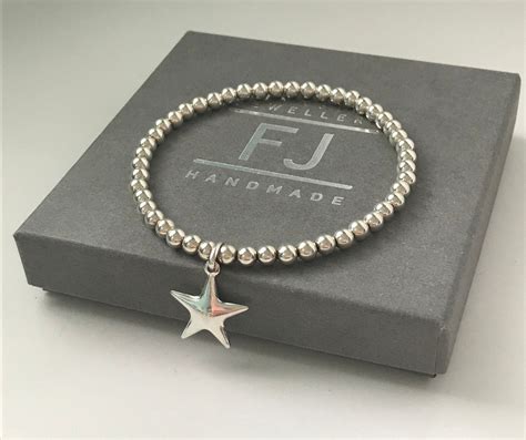 Sterling Silver Star Charm Bracelet Beaded Wish Bracelet Uk Handmade