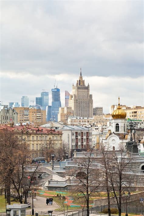 Moscow Cityscape With Cathedral And Skyscraper Editorial Photo Image