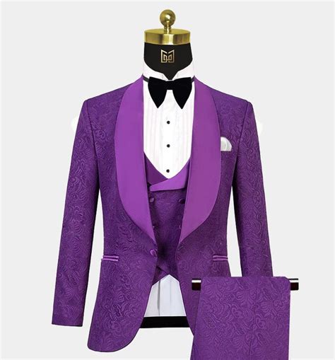Violet Tuxedo 3 Piece Gentlemans Guru Prom Suits Purple Tuxedo
