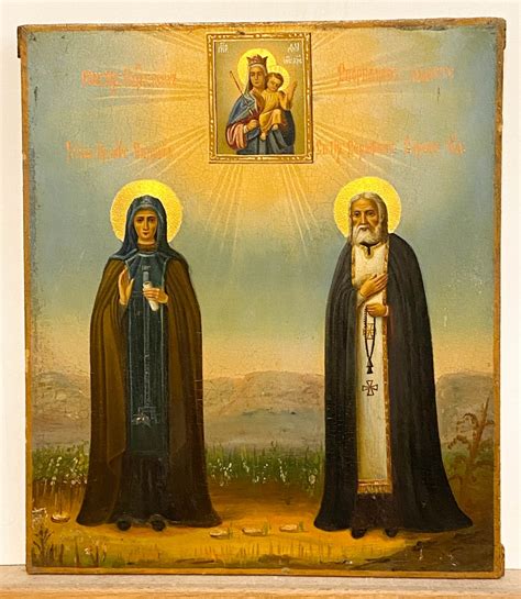 Russian Store Russian Icon St Seraphim Of Sarov And St Eudokia Of