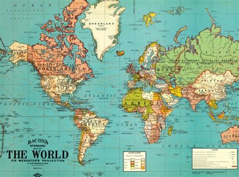 Vintage World Map Printable Map Print Instant Digital