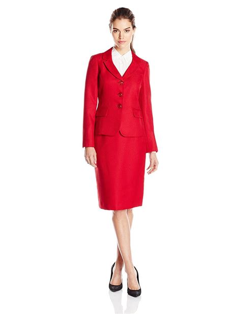 Le Suit Womens 3 Button Novelty Texture Jacket And Skirt Suit Set