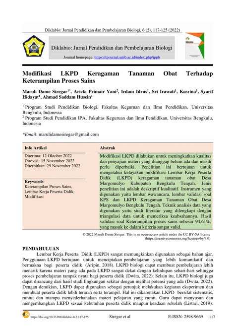 PDF Modifikasi LKPD Keragaman Tanaman Obat Materi Keanekaragaman