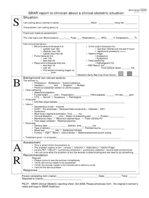 Sbar Template Pdf Fill Online Printable Fillable Blank In Sbar Template Word