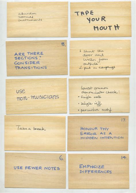 Oblique Strategies Brian Enos Prompts For Overcoming Creative Block