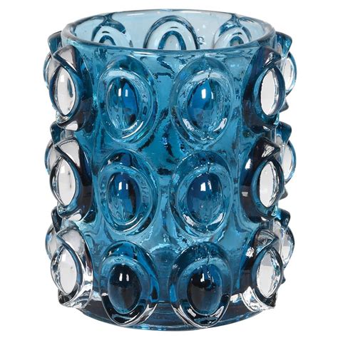 Blue Bubble Glass Tealight Candle Holder